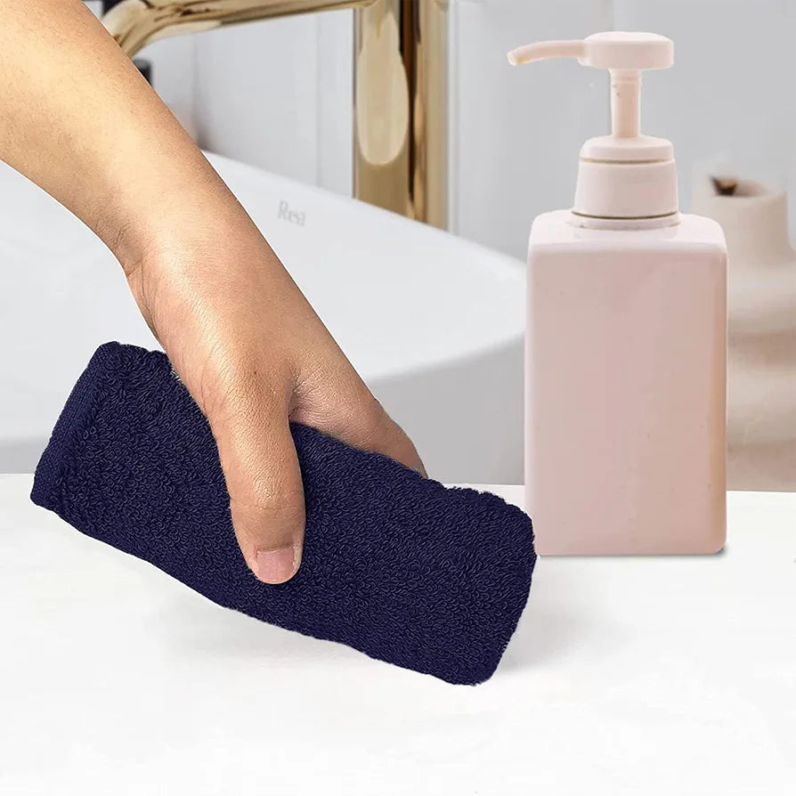 HEELIUM Bamboo Face Towel | Ultra Absorbent & Odour-Free | 3X Softer Than Cotton Towels | 30 x 30 cm - 600 GSM | Pack of 3 - Blue